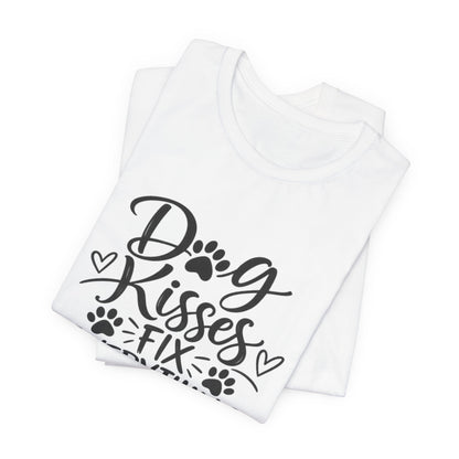 Dog Kisses Fix Everything T-Shirt — Cute Paw Print Dog Lover Tee