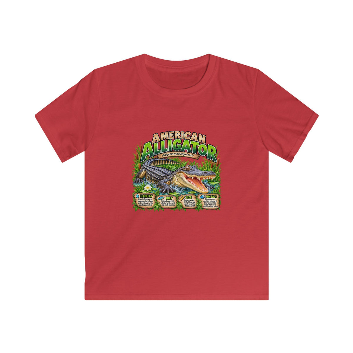 Kids Alligator Graphic Tee — "American Alligator" Nature Shirts for Boys & Girls