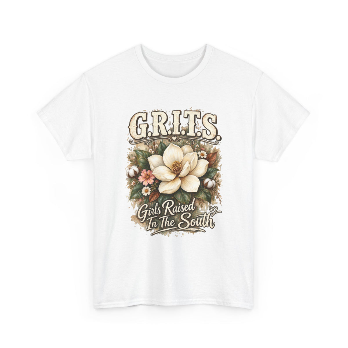 Grits Magnolia Tee — "Girls Raised in the South" Southern Floral Shirt