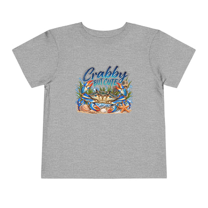 Crabby But Cute Toddler Tee – Cute Beach Crab Graphic Shirt for Kids