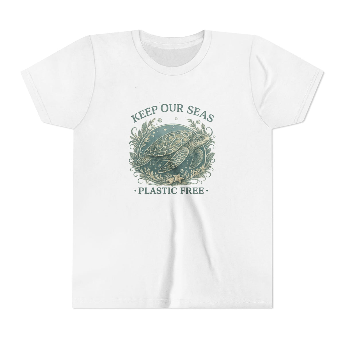Youth T-Shirt - "Keep Our Seas Plastic Free" Sea Turtle Eco Conservation Tee