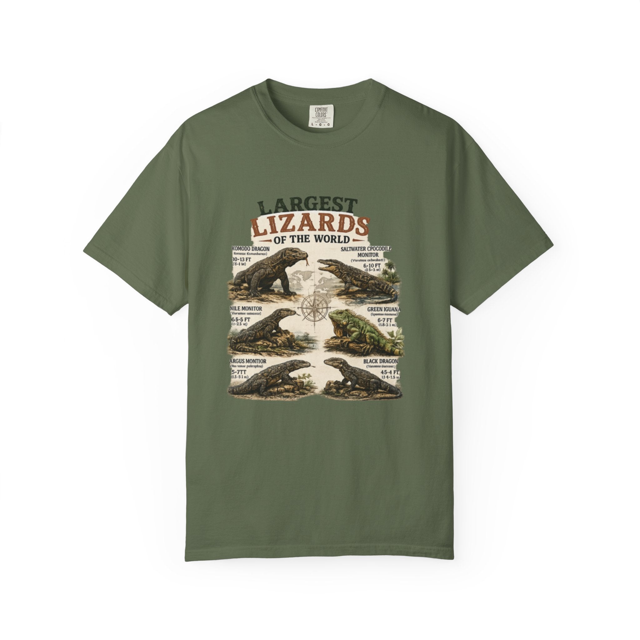 Lizards Graphic T-Shirt — "Largest Lizards of the World" Vintage Nature Tee