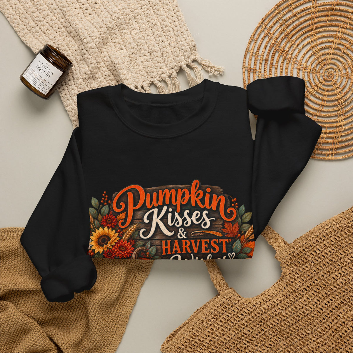 Pumpkin Kisses & Harvest Wishes Crewneck Sweatshirt
