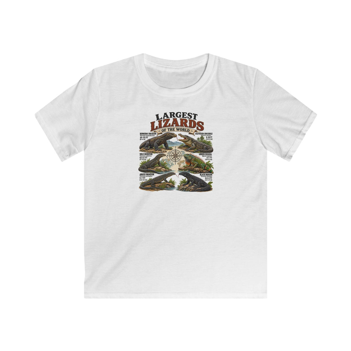 Kids Tee — "Largest Lizards" Vintage Wildlife Graphic