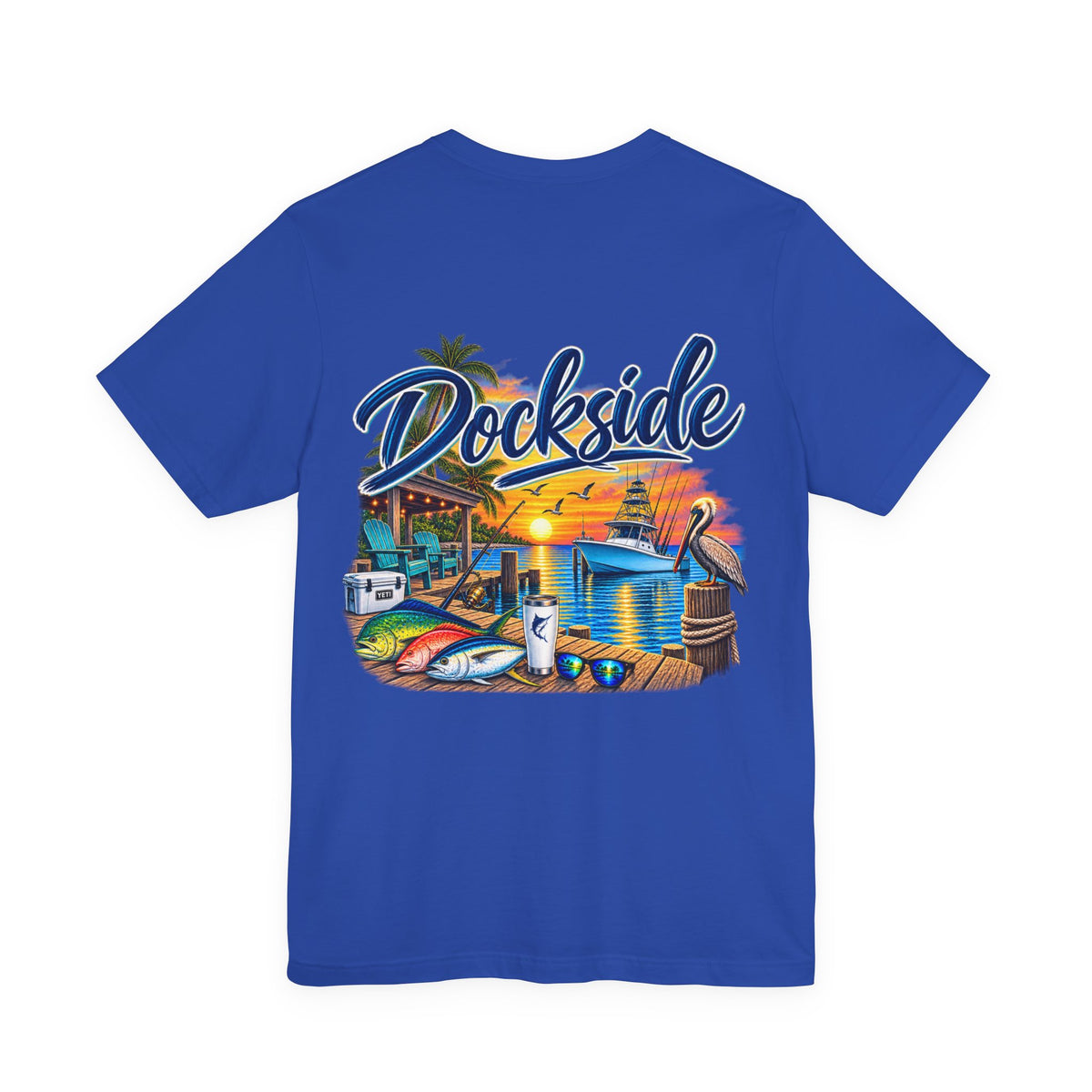 Dockside Sunset Tee — Tropical Marina Graphic T-Shirt