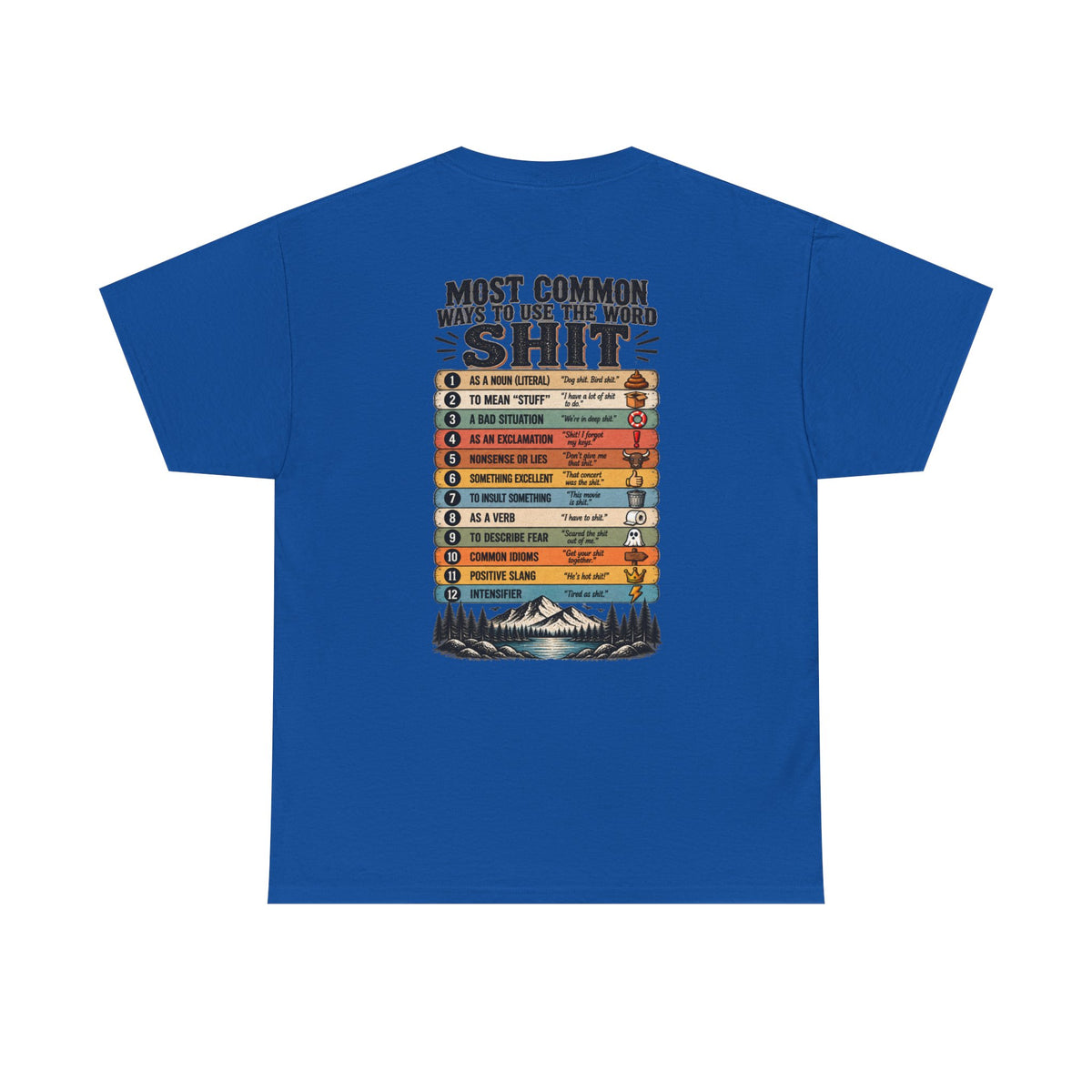 Camping Humor T‑Shirt — “Most Common Shit” Outdoor Checklist Tee
