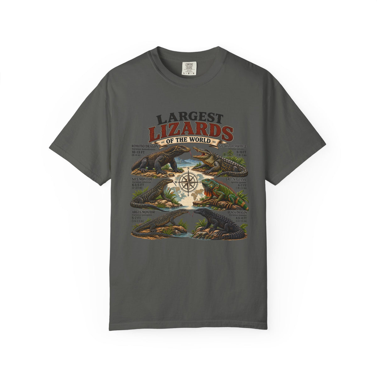 Lizards Graphic T-Shirt — "Largest Lizards of the World" Vintage Nature Tee