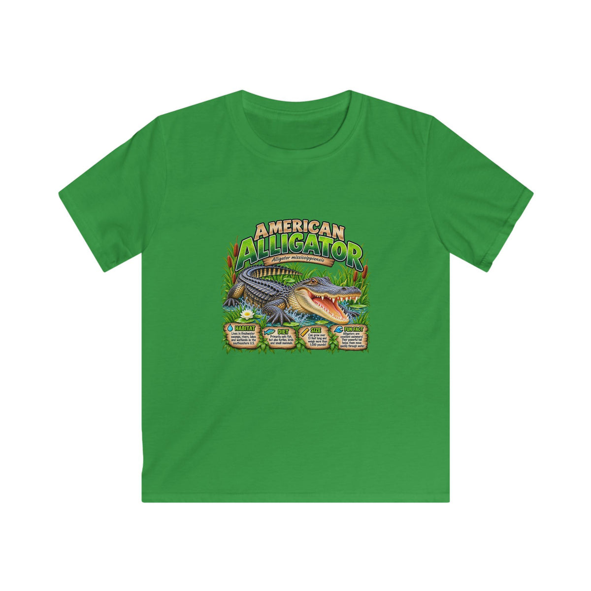 Kids Alligator Graphic Tee — "American Alligator" Nature Shirts for Boys & Girls