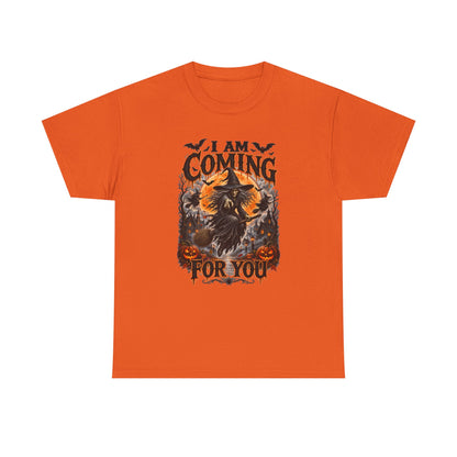 I Am Coming For You Halloween Tee — Spooky Raven Pumpkin Graphic T-Shirt