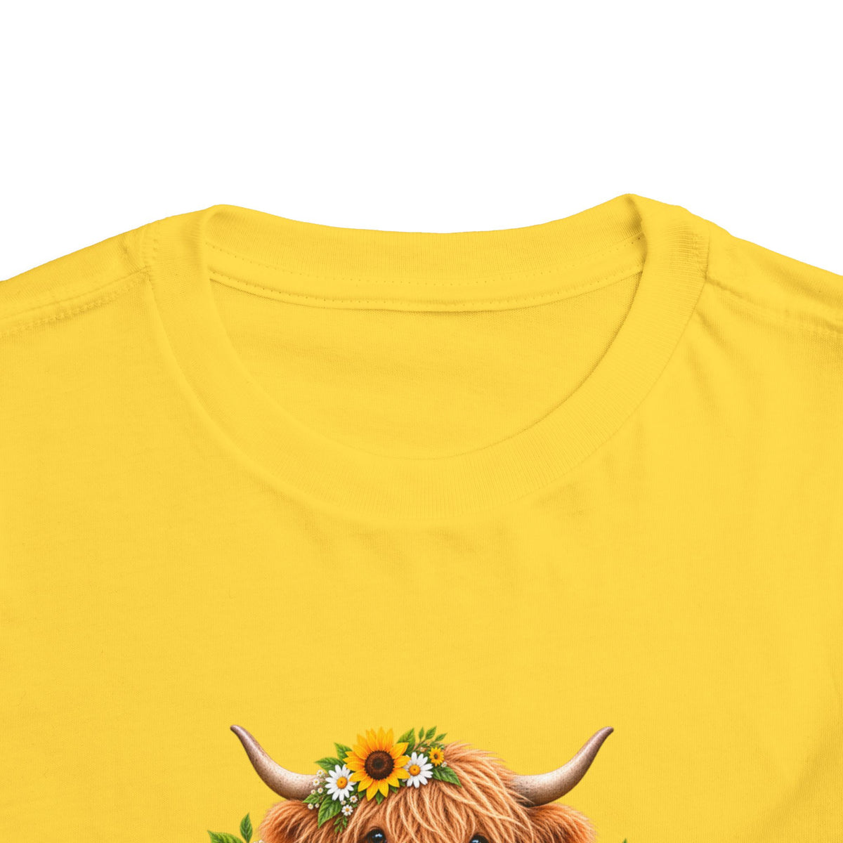 Hello Sunshine Toddler Tee — Sunflower Highland Cow Kids Shirt
