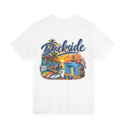Dockside Sunset Tee — Tropical Marina Graphic T-Shirt
