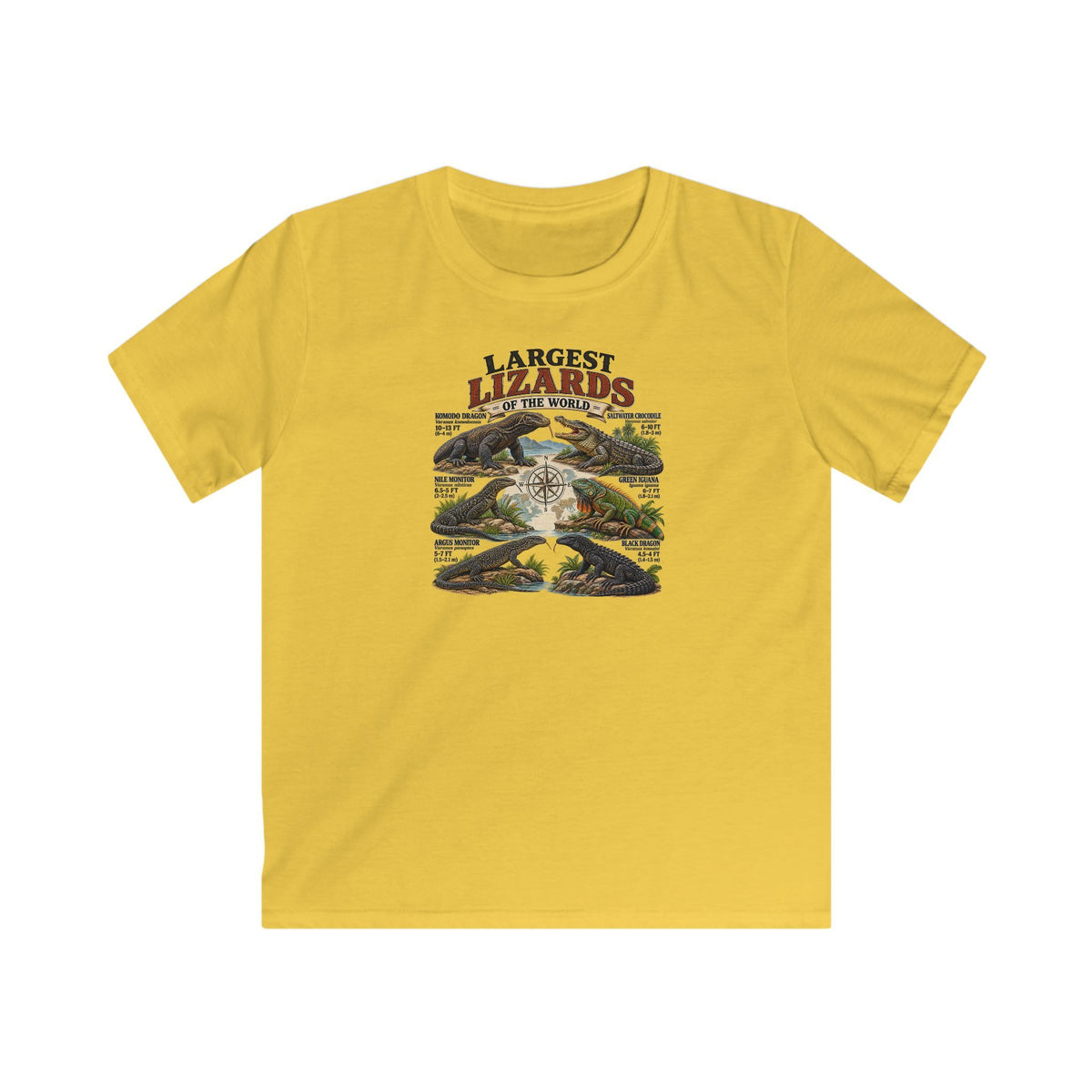 Kids Tee — "Largest Lizards" Vintage Wildlife Graphic