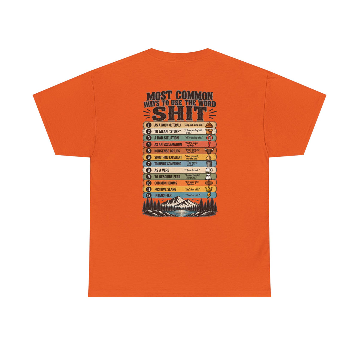 Camping Humor T‑Shirt — “Most Common Shit” Outdoor Checklist Tee