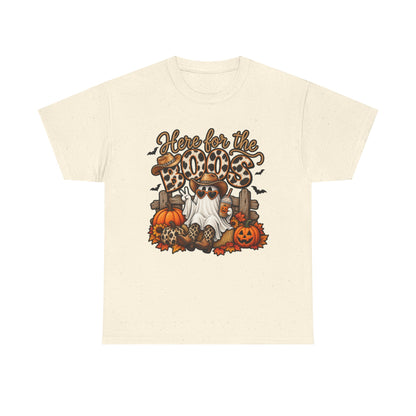 Here for the Boos Halloween T-Shirt – Leopard Ghost Pumpkins Fall Tee