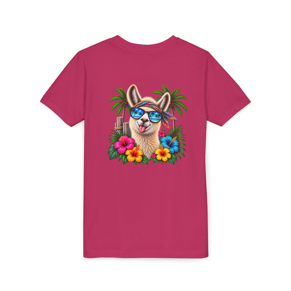 Youth Tee — Tropical Llama Sunglasses Summer Graphic