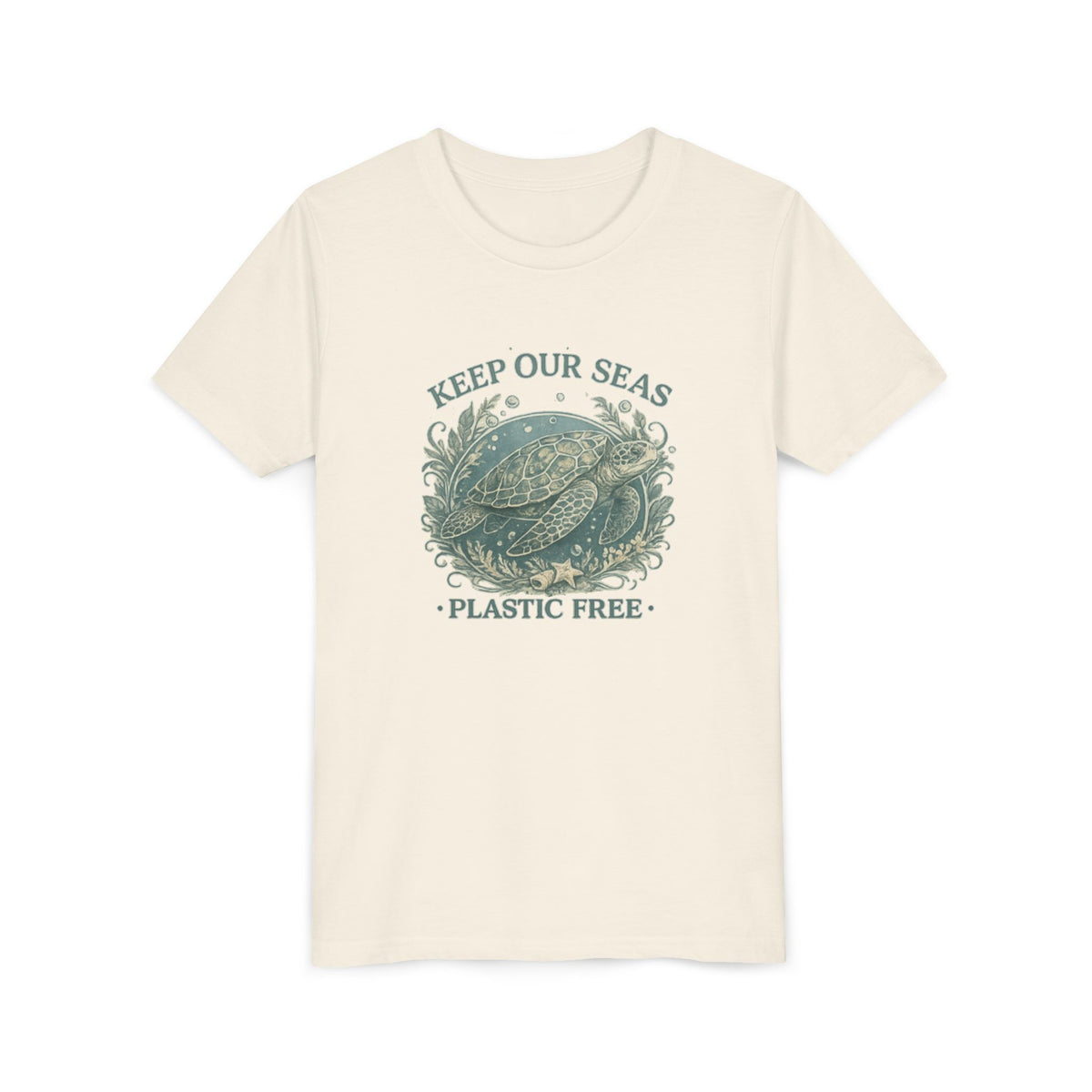 Youth T-Shirt - "Keep Our Seas Plastic Free" Sea Turtle Eco Conservation Tee