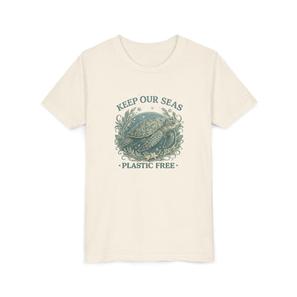 Youth T-Shirt - "Keep Our Seas Plastic Free" Sea Turtle Eco Conservation Tee