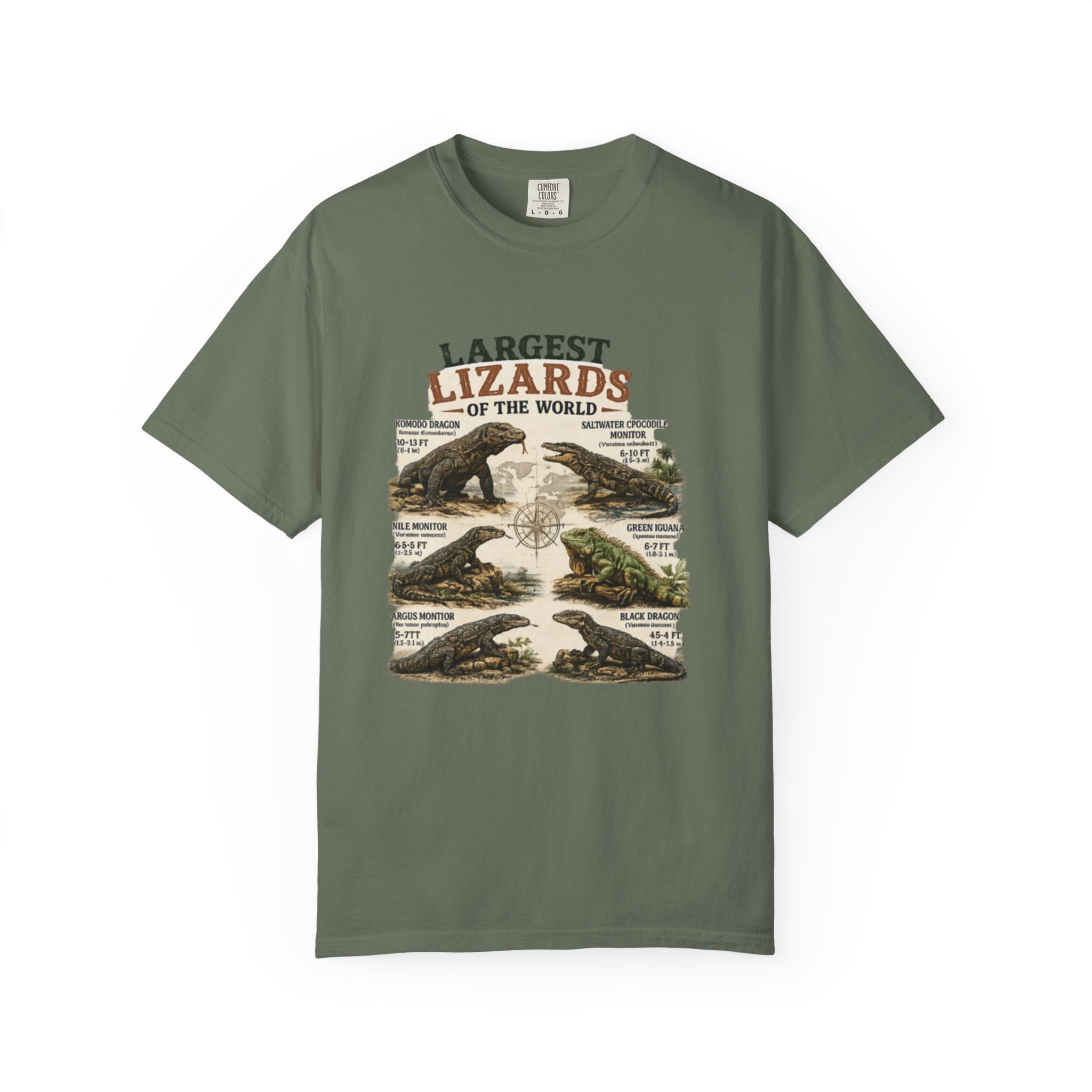 Lizards Graphic T-Shirt — "Largest Lizards of the World" Vintage Nature Tee