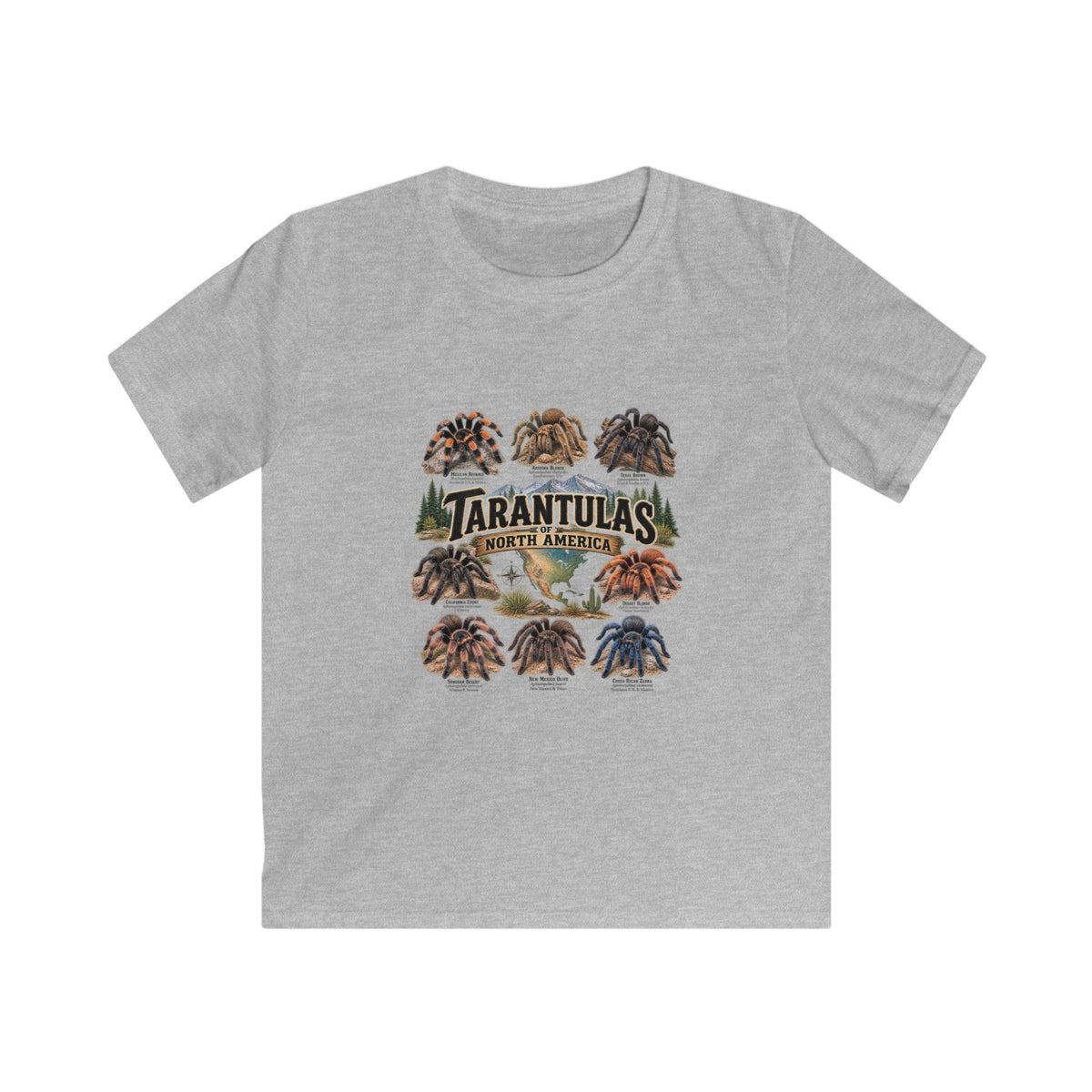 Kids Tee — 'Tarantulas of North America' Illustrated Spider Guide
