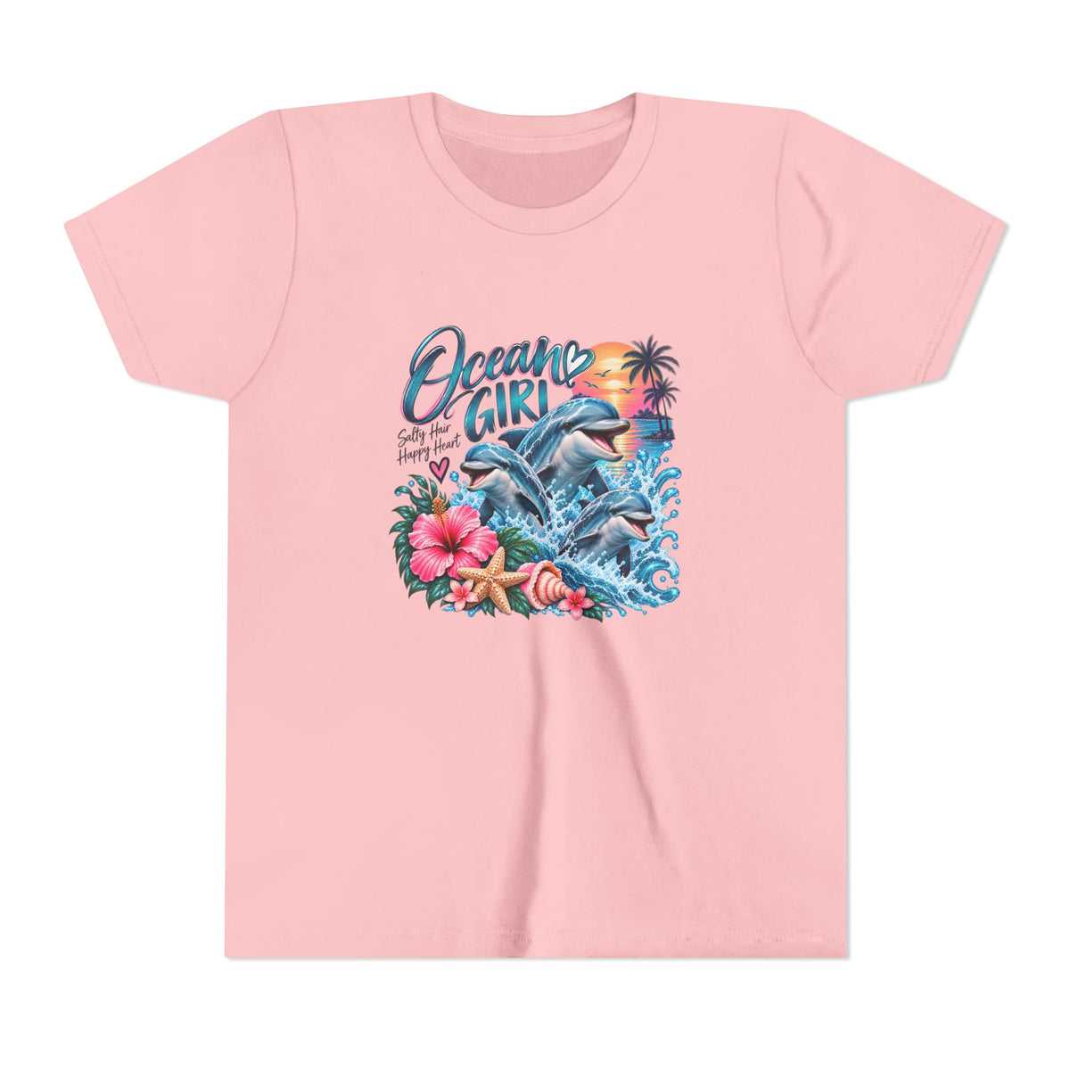Ocean Girl Youth Tee — Dolphin Beach Graphic Tee for Kids