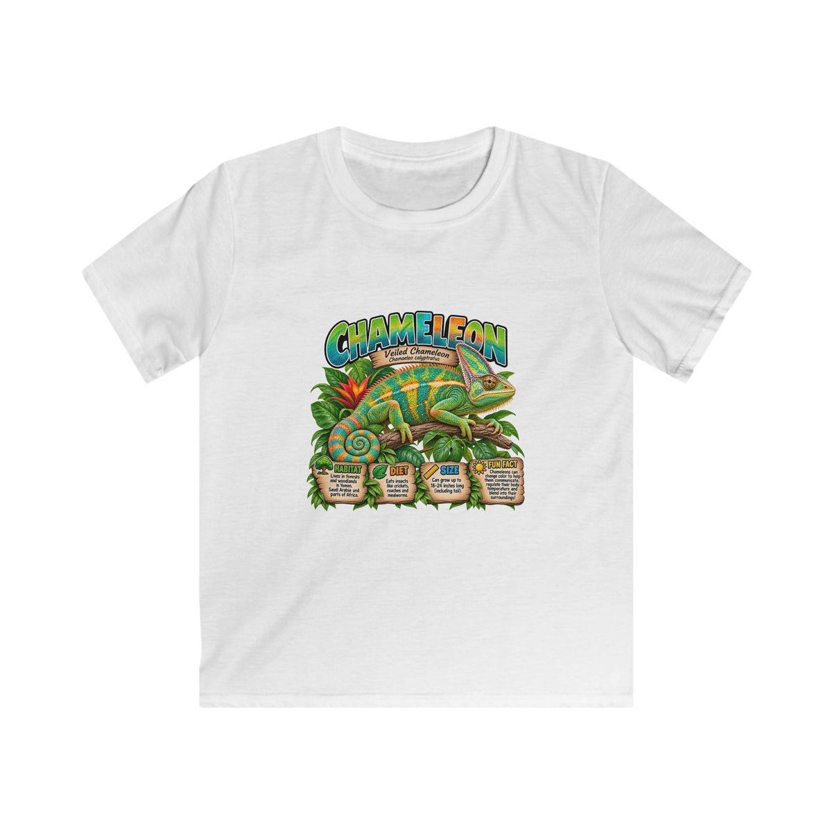Kids Chameleon T‑Shirt — Colorful Tropical Reptile Graphic Tee