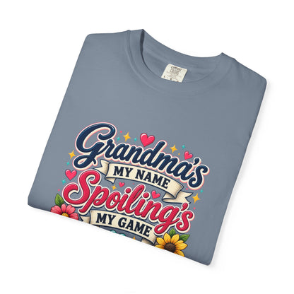 Grandma's My Name, Spoiling's My Game T-Shirt — Cute Floral Grandma Gift
