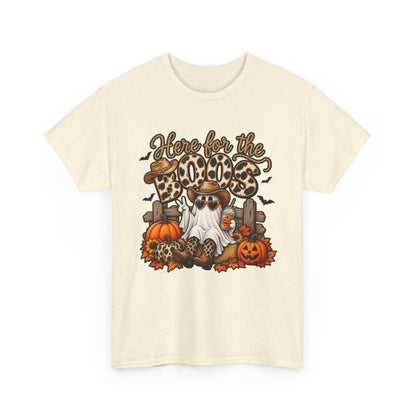 Here for the Boos Halloween T-Shirt – Leopard Ghost Pumpkins Fall Tee