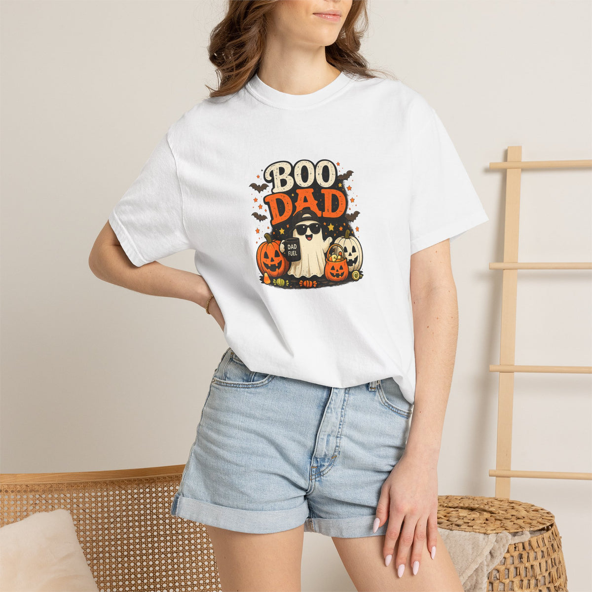 Boo Dad T-Shirt — Halloween Ghost & Pumpkins Dad Tee