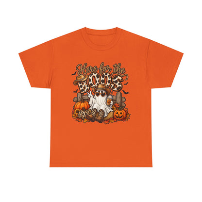Here for the Boos Halloween T-Shirt – Leopard Ghost Pumpkins Fall Tee