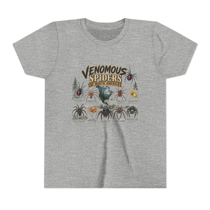 Youth Tee — "Venomous Spiders of North America" Educational Spider Illustration