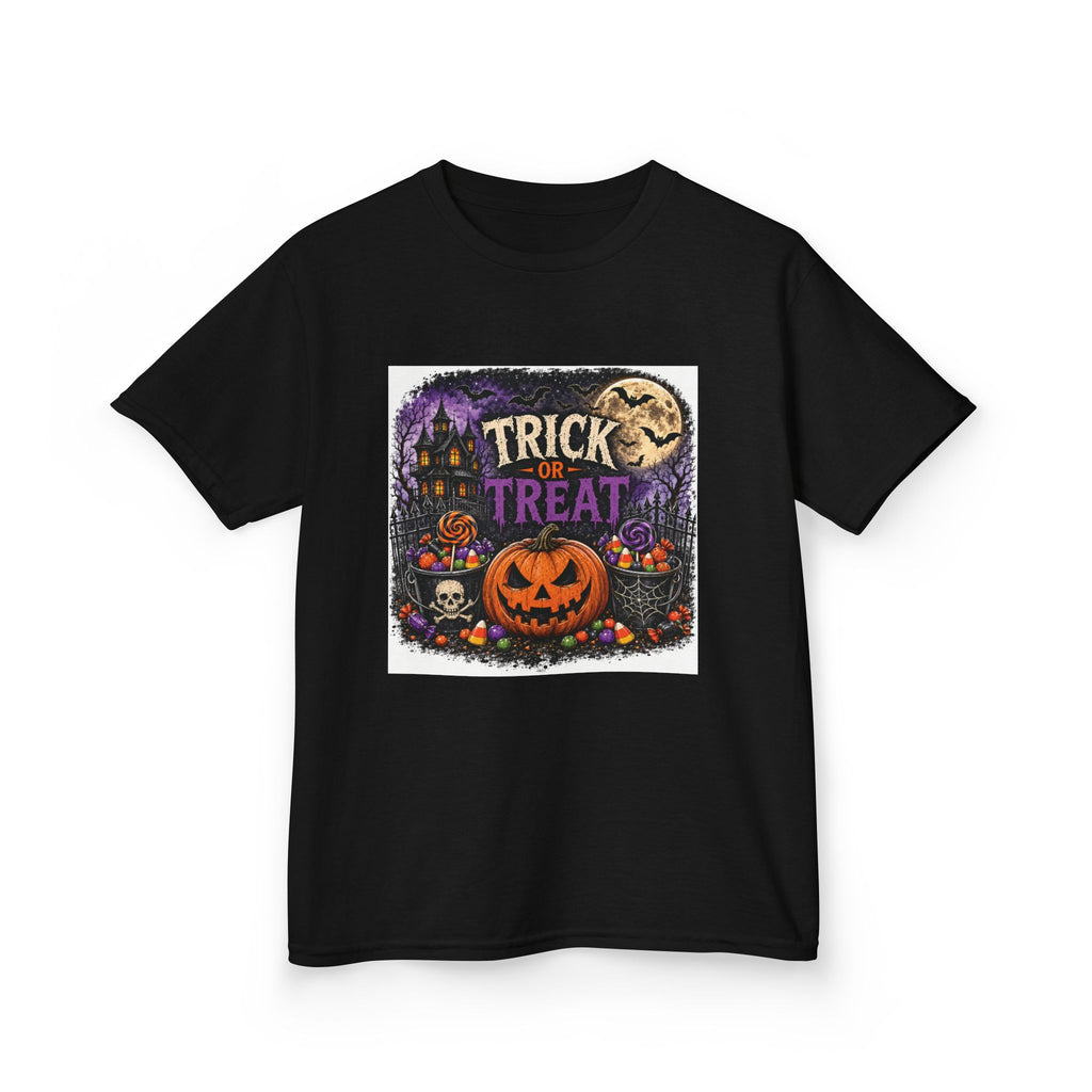 Trick or Treat Halloween Pumpkin Kids Tee | Jack-o'-Lantern, Haunted House