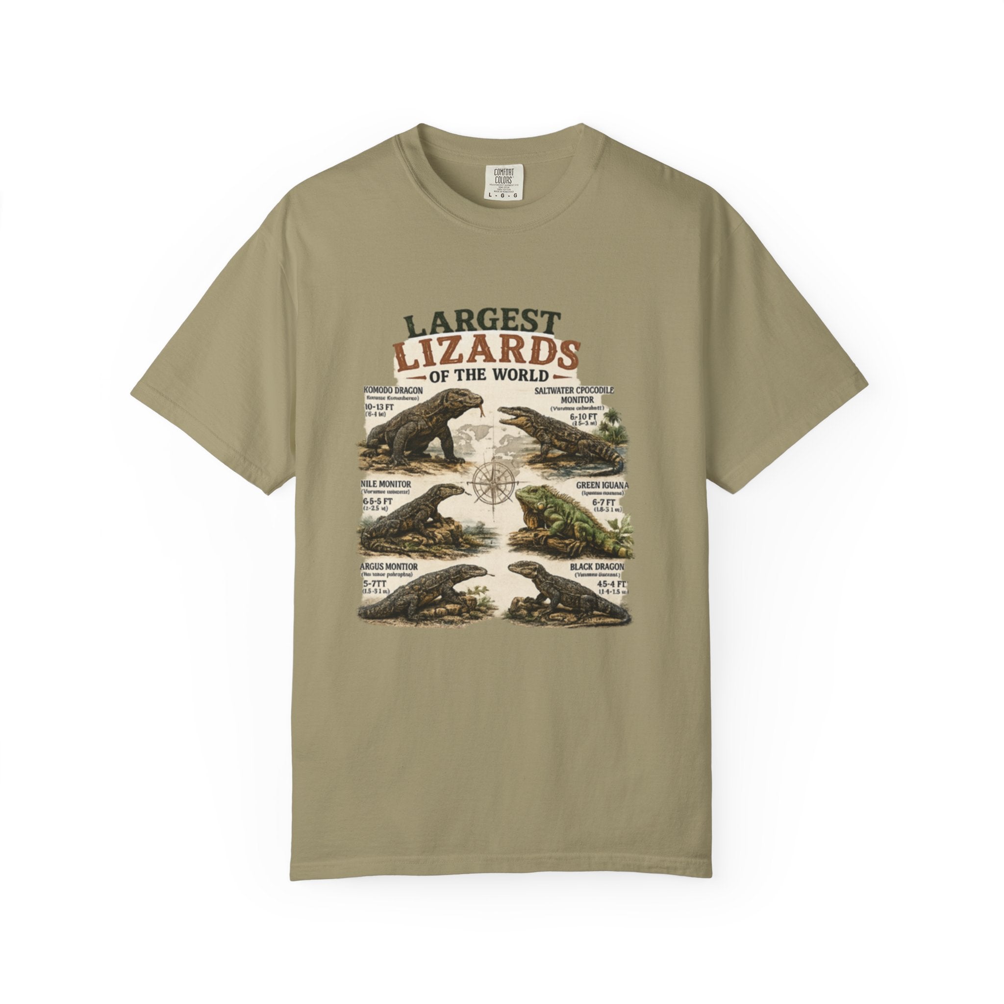 Lizards Graphic T-Shirt — "Largest Lizards of the World" Vintage Nature Tee
