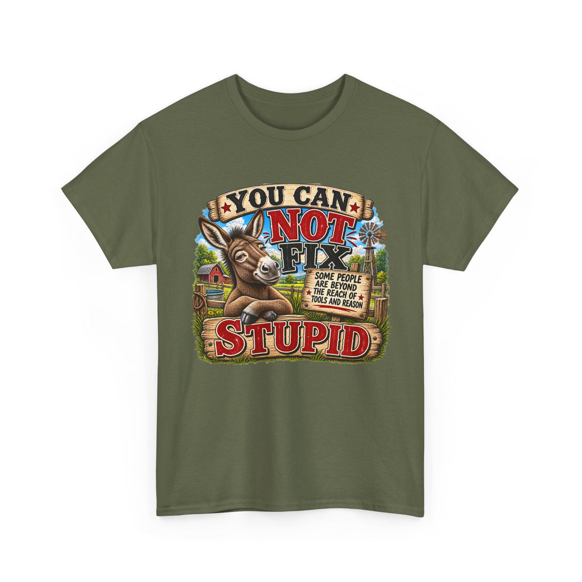 You Can Not Fix Stupid T-Shirt – Funny Donkey Graphic Tee for Humor Gifts