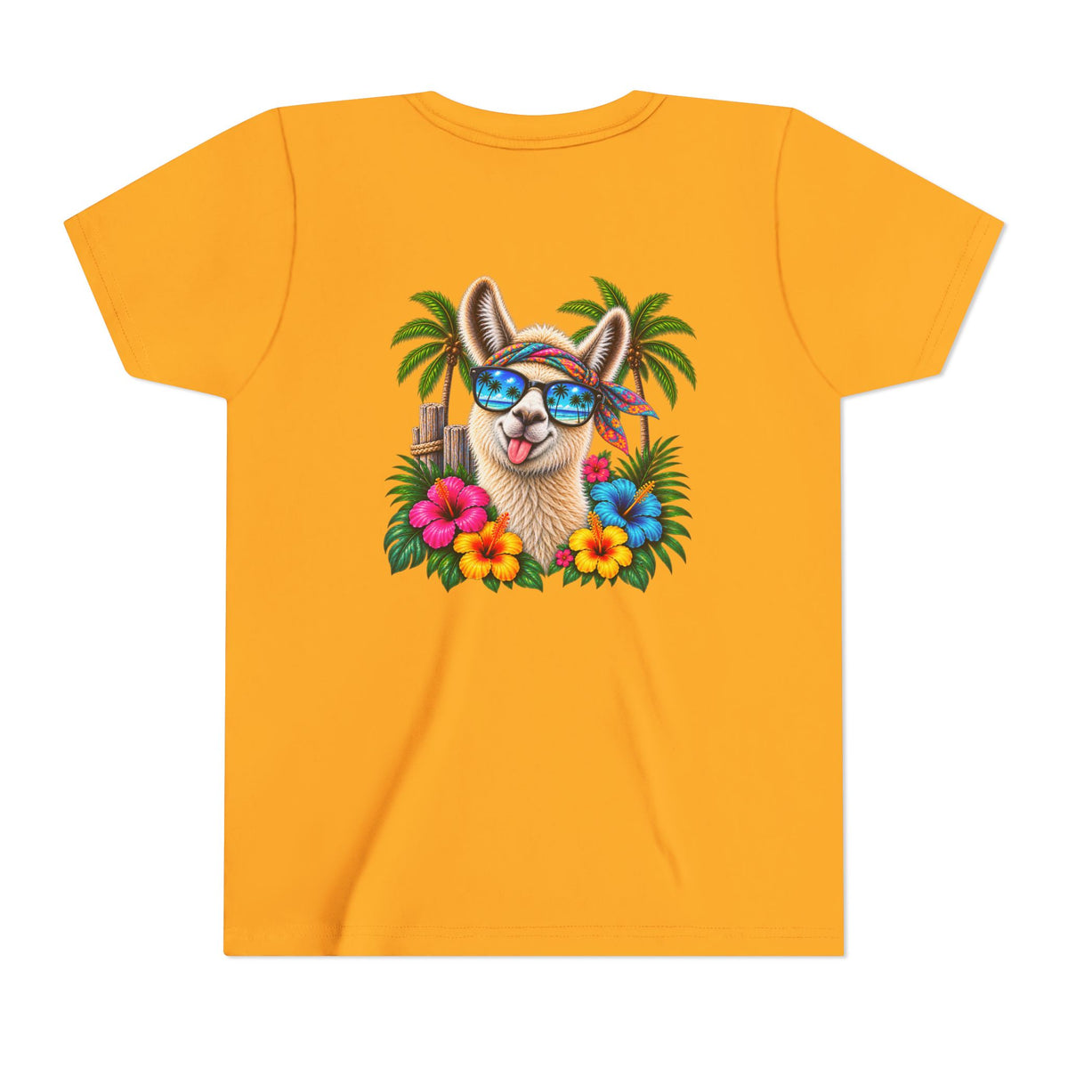 Youth Tee — Tropical Llama Sunglasses Summer Graphic