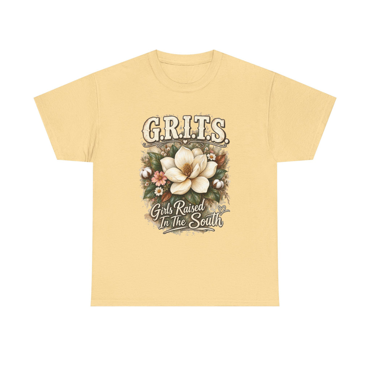 Grits Magnolia Tee — "Girls Raised in the South" Southern Floral Shirt