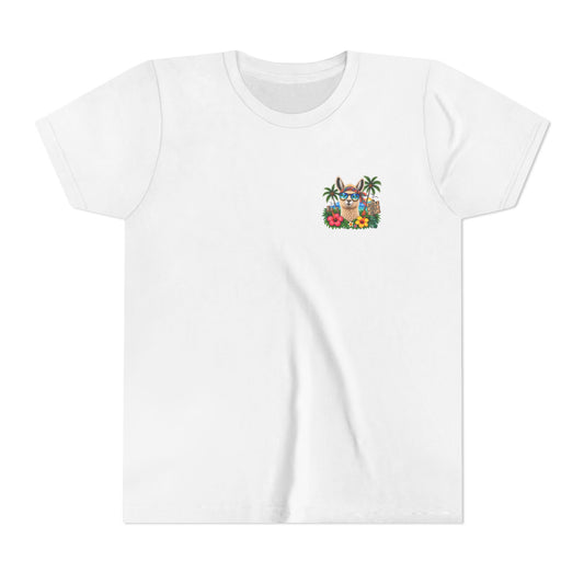 Youth Tee — Tropical Llama Sunglasses Summer Graphic