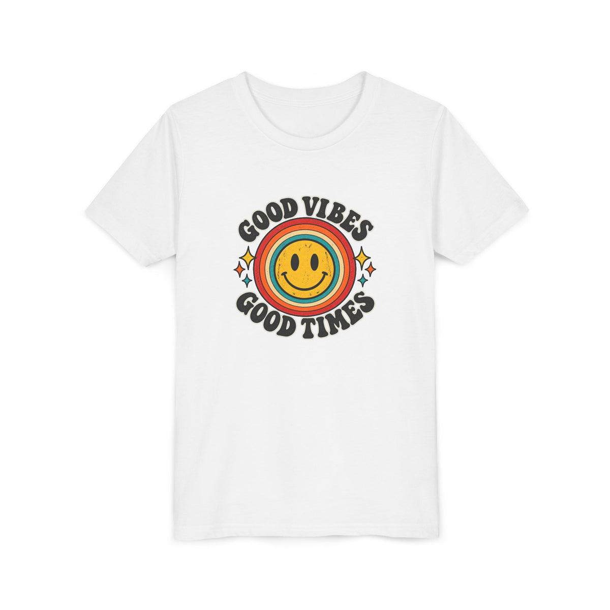 Youth Tee — 'Good Vibes Good Times' Smiley Retro Graphic