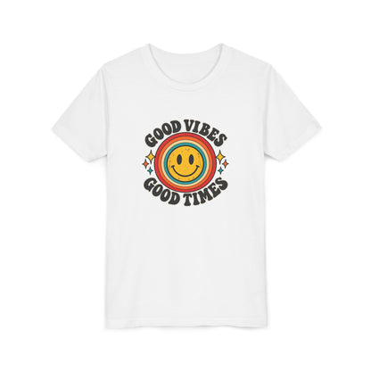Youth Tee — 'Good Vibes Good Times' Smiley Retro Graphic