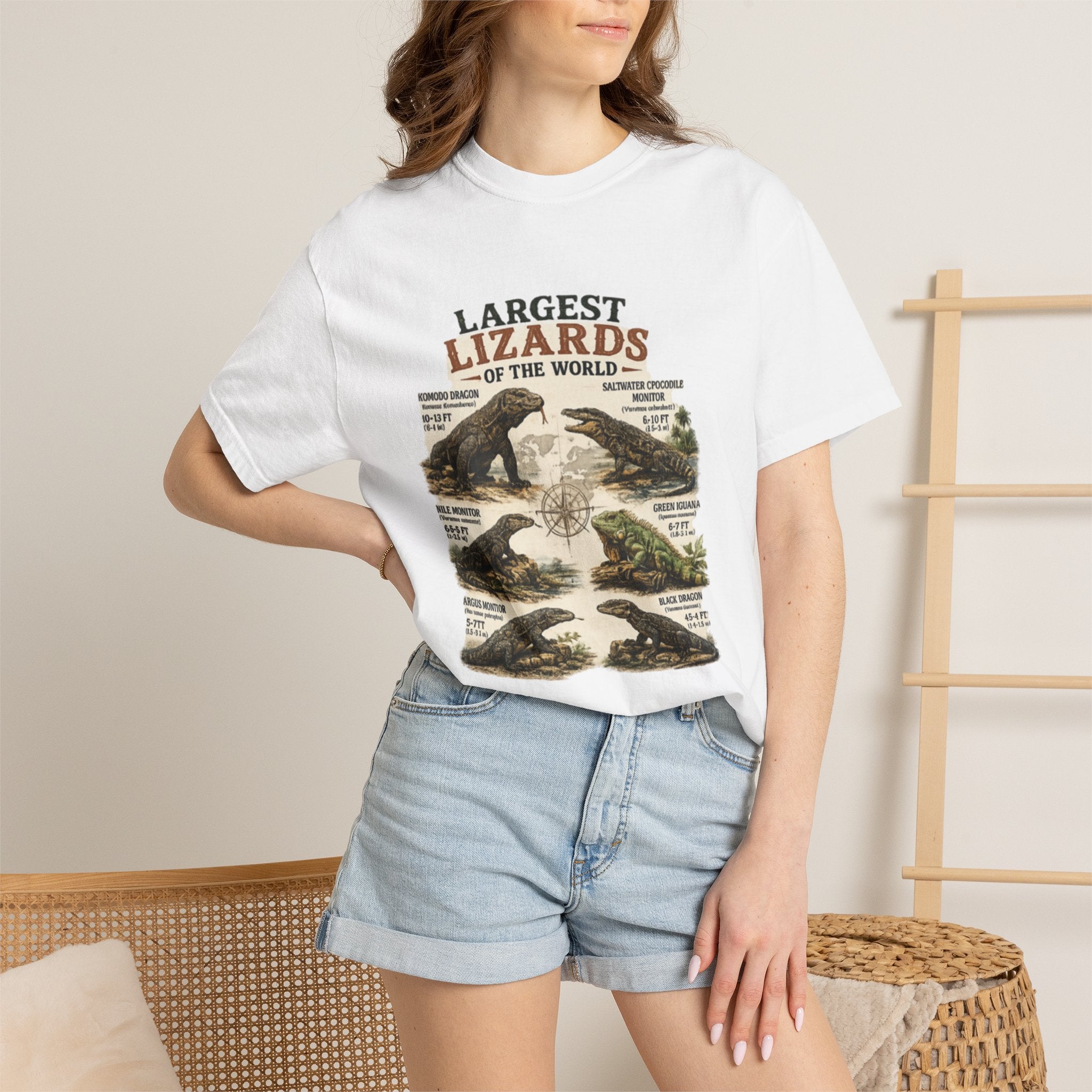 Lizards Graphic T-Shirt — "Largest Lizards of the World" Vintage Nature Tee