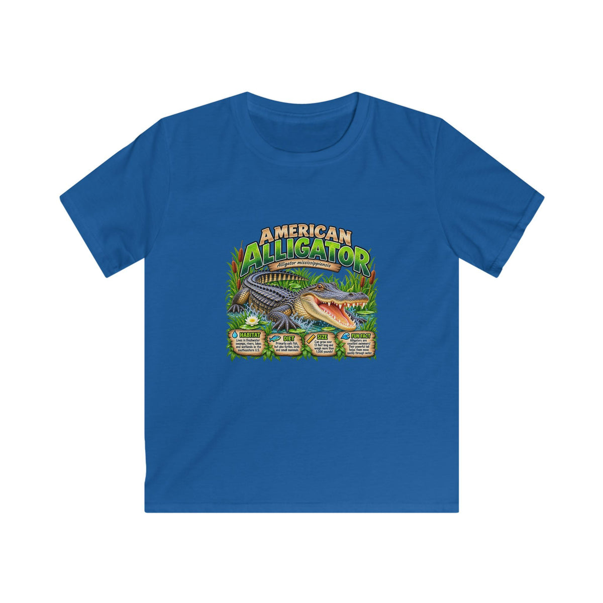 Kids Alligator Graphic Tee — "American Alligator" Nature Shirts for Boys & Girls