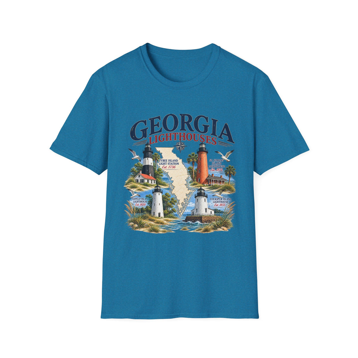 Georgia Lighthouses T-Shirt — Vintage Coastal Tee