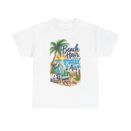 Beach Hair Coastal Air T-Shirt — Tropical Palm Tree Vacation Tee