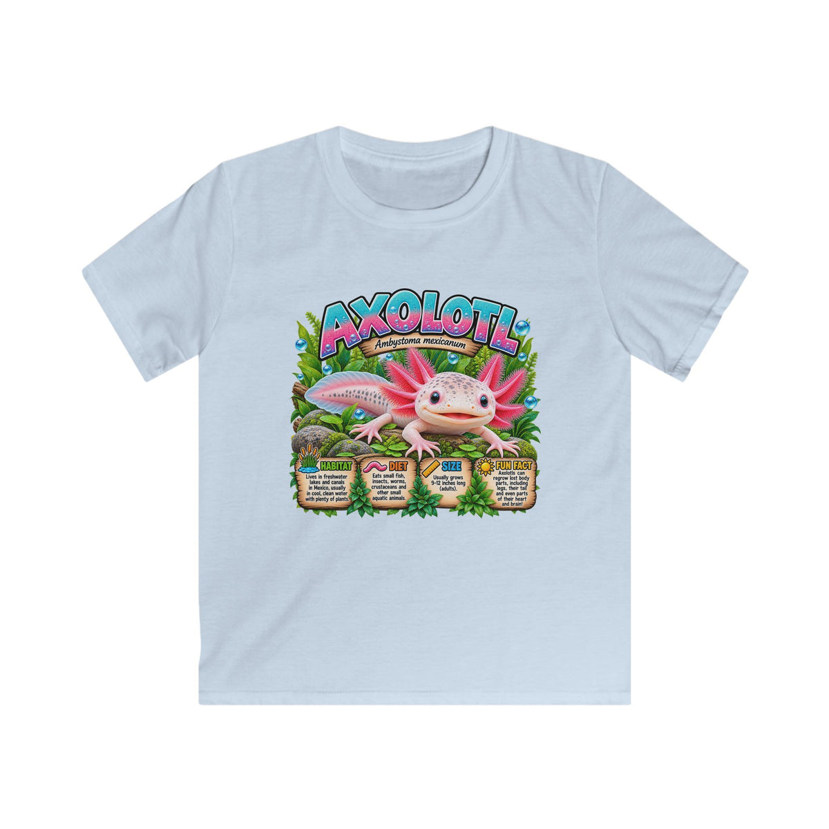 Kids Axolotl Tee — Cute Pink Axolotl Graphic Shirt for Children
