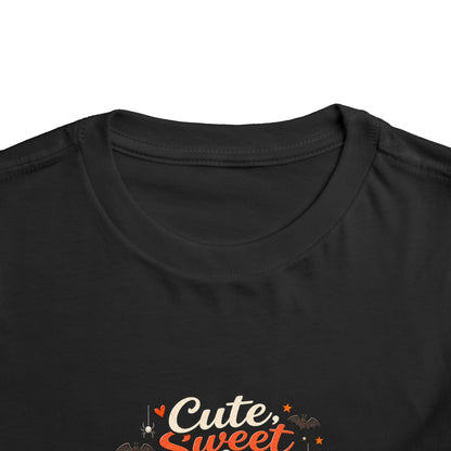 Toddler Tee — "Cute, Sweet, Little, Feral" Halloween Kids Graphic Shirt