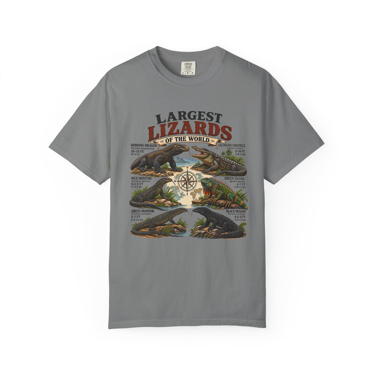 Lizards Graphic T-Shirt — "Largest Lizards of the World" Vintage Nature Tee
