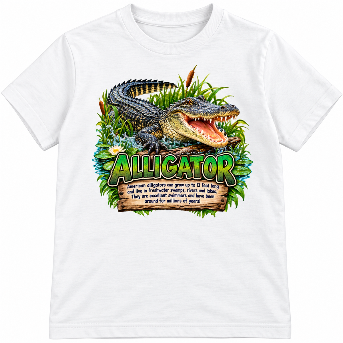 Kids Alligator Graphic Tee — "American Alligator" Nature Shirts for Boys & Girls