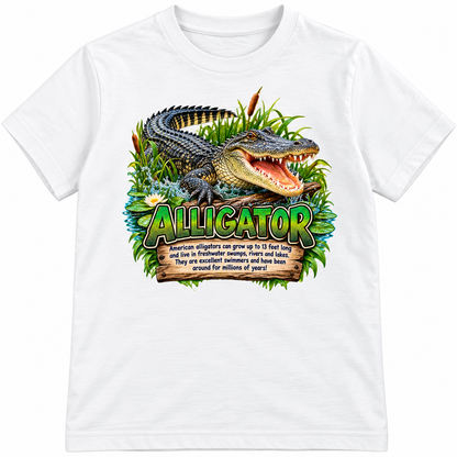 Kids Alligator Graphic Tee — "American Alligator" Nature Shirts for Boys & Girls