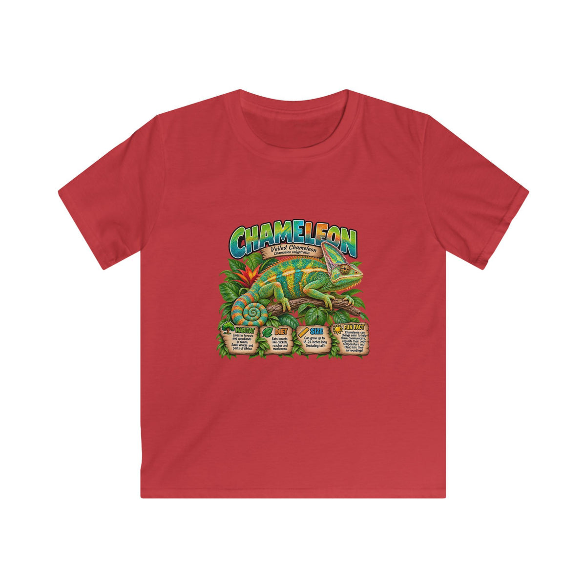 Kids Chameleon T‑Shirt — Colorful Tropical Reptile Graphic Tee