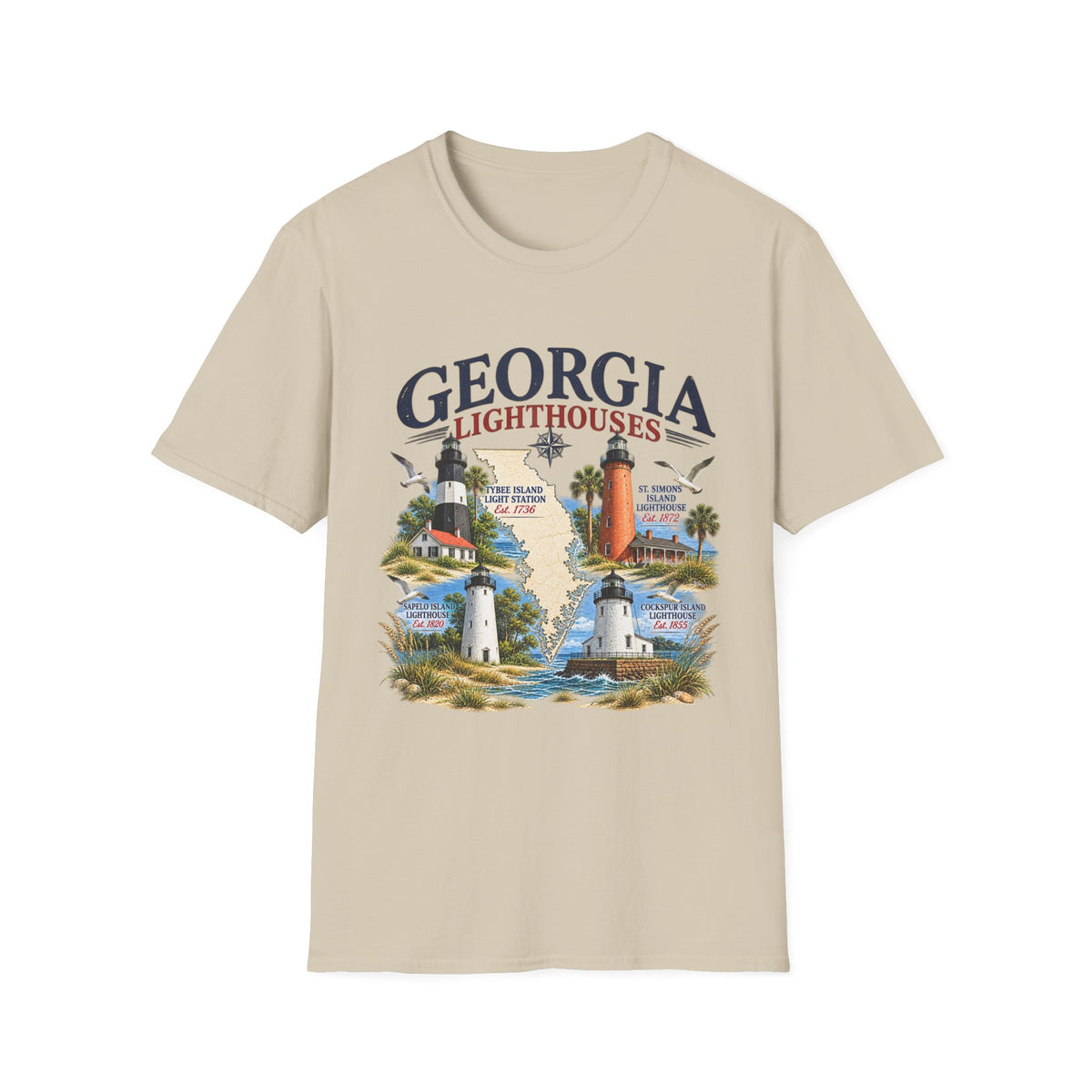 Georgia Lighthouses T-Shirt — Vintage Coastal Tee