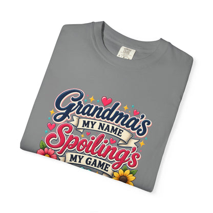 Grandma's My Name, Spoiling's My Game T-Shirt — Cute Floral Grandma Gift